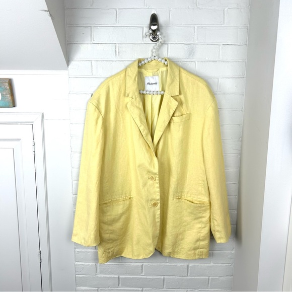 Madewell Yellow The Oversized Linen Blazer Jacket Size XL - Picture 5 of 12